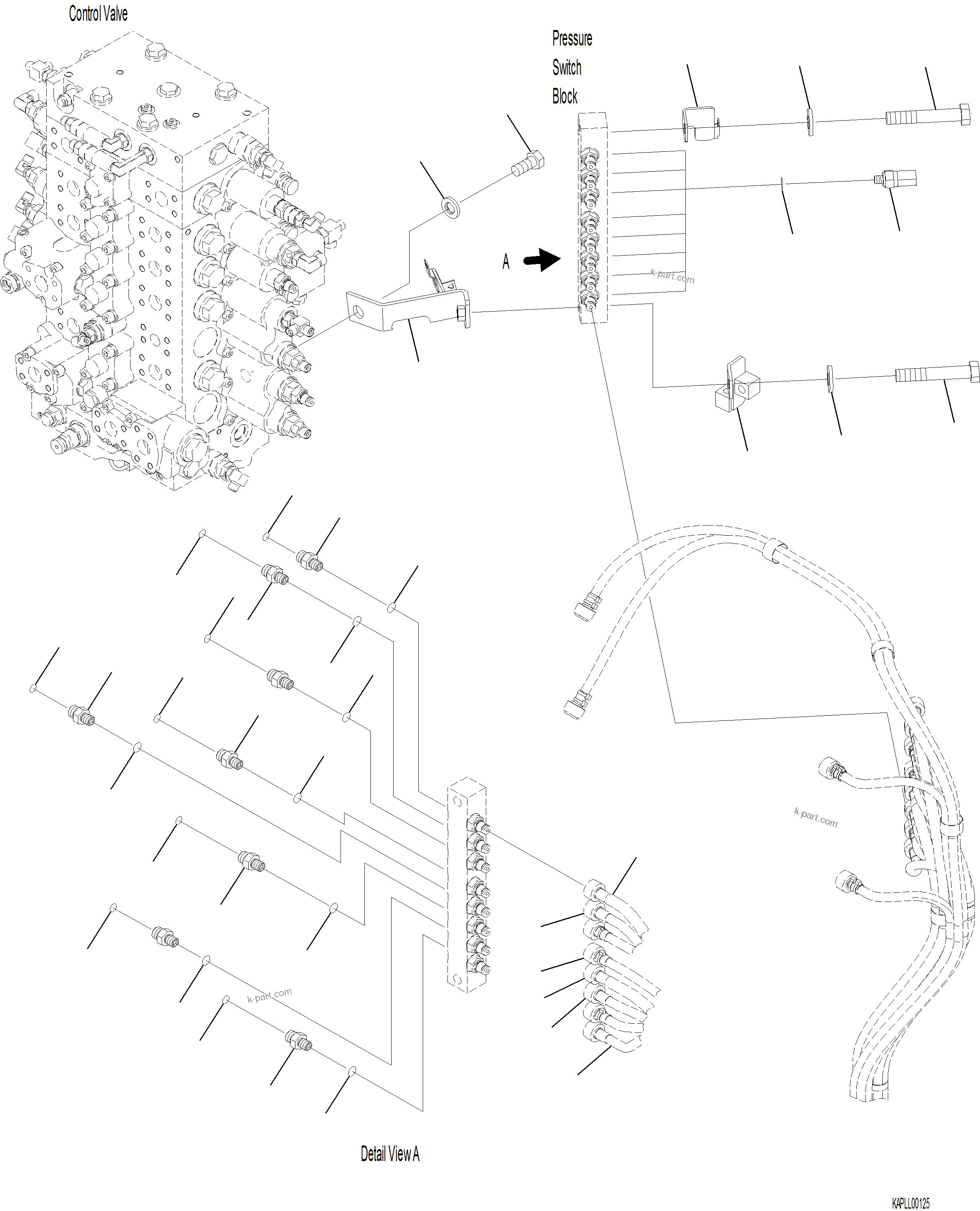 Komatsu parts book diagram for PC230F-11 SN A20700-UP: H1833-001003 PRESSURE SWITCH BLOCK MOUNTING