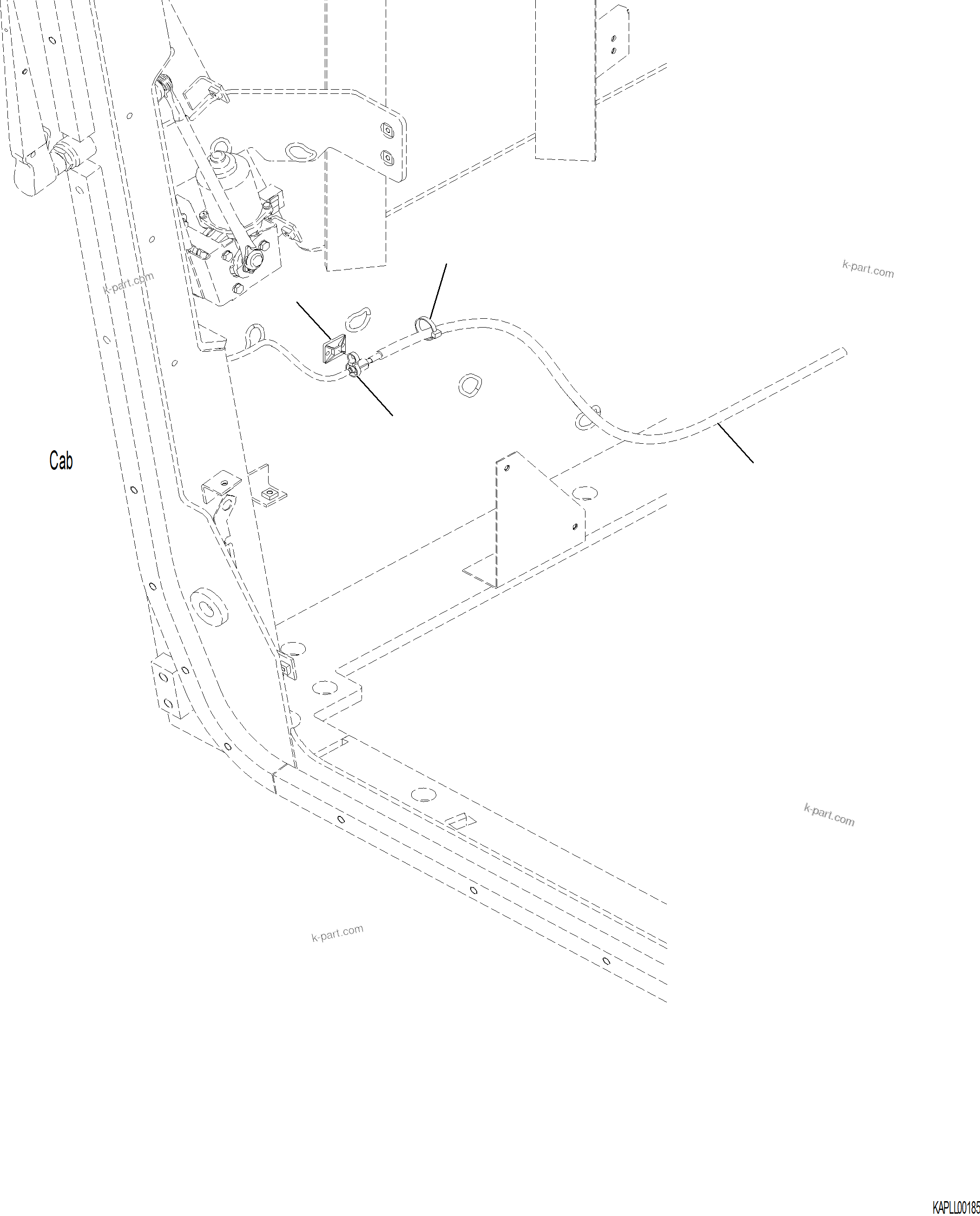 Komatsu parts book diagram for PC230F-11 SN A20700-UP: K1110-001031 CAB IN PARTS WASHER HOSE MOUNTING