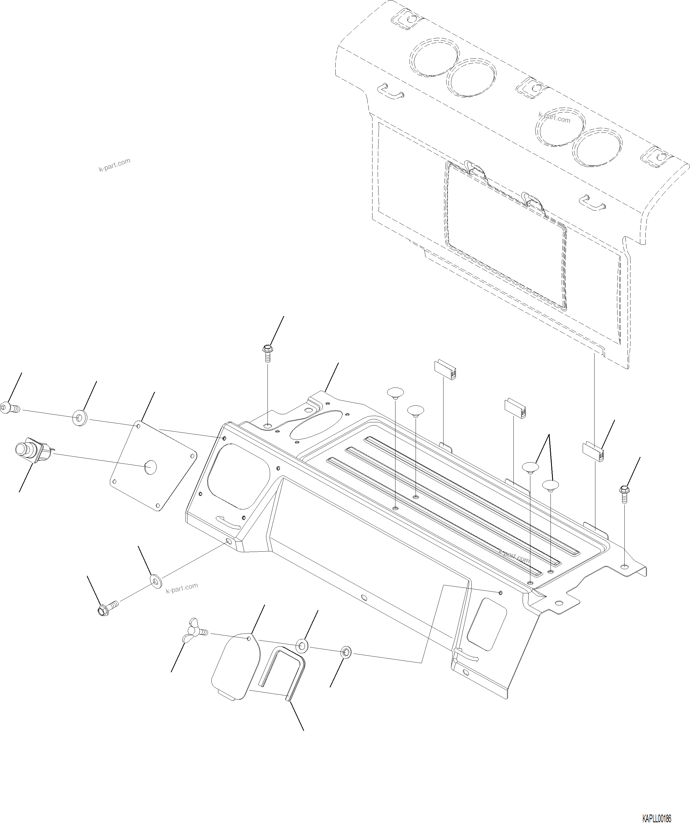 Komatsu parts book diagram for PC230F-11 SN A20700-UP: K1110-001032 CAB IN PARTS LUGGAGE PLATE AND CIGARETTE LIGHTER