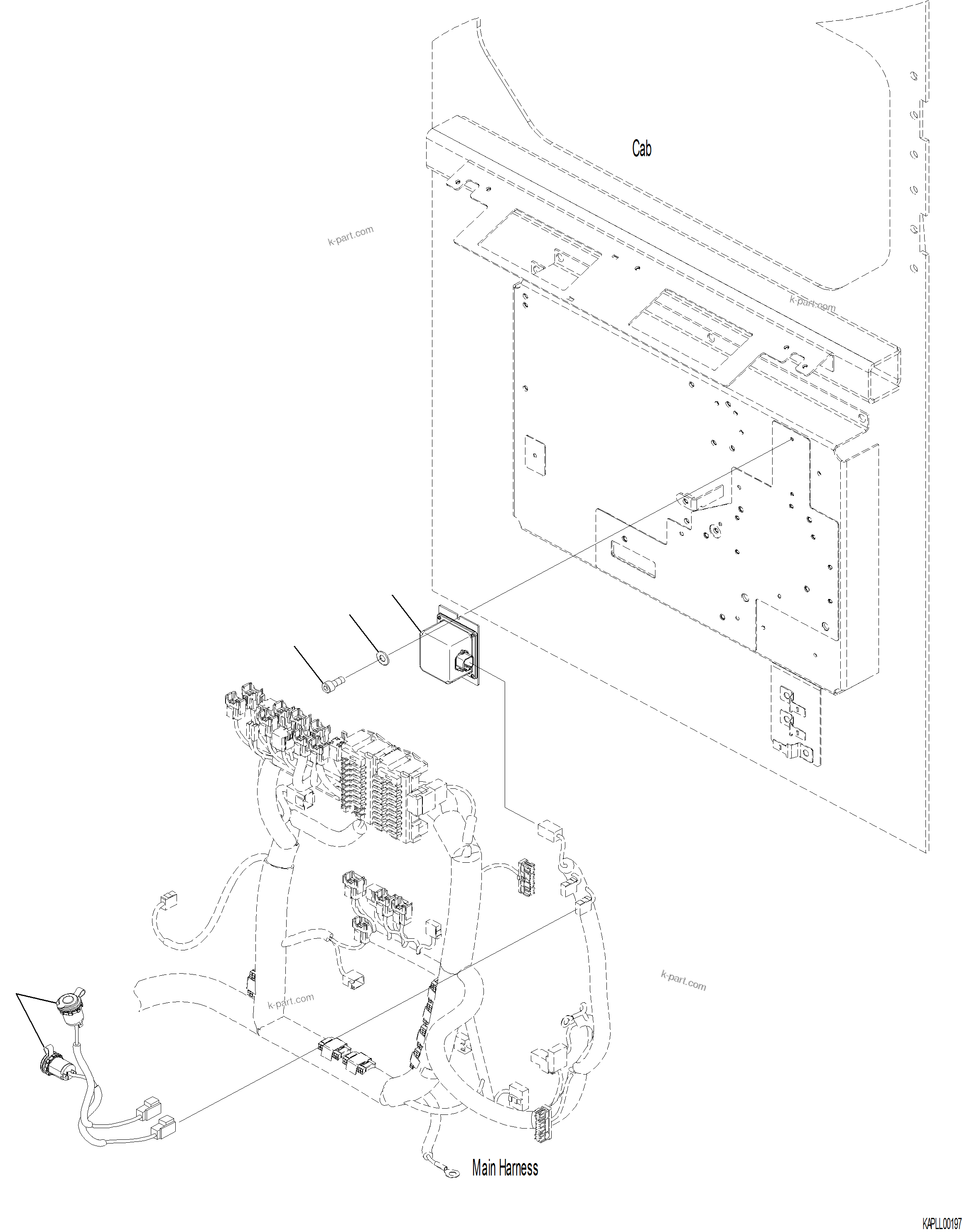 Komatsu parts book diagram for PC230F-11 SN A20700-UP: K1110-001040 CAB IN PARTS 12V CONVERTER