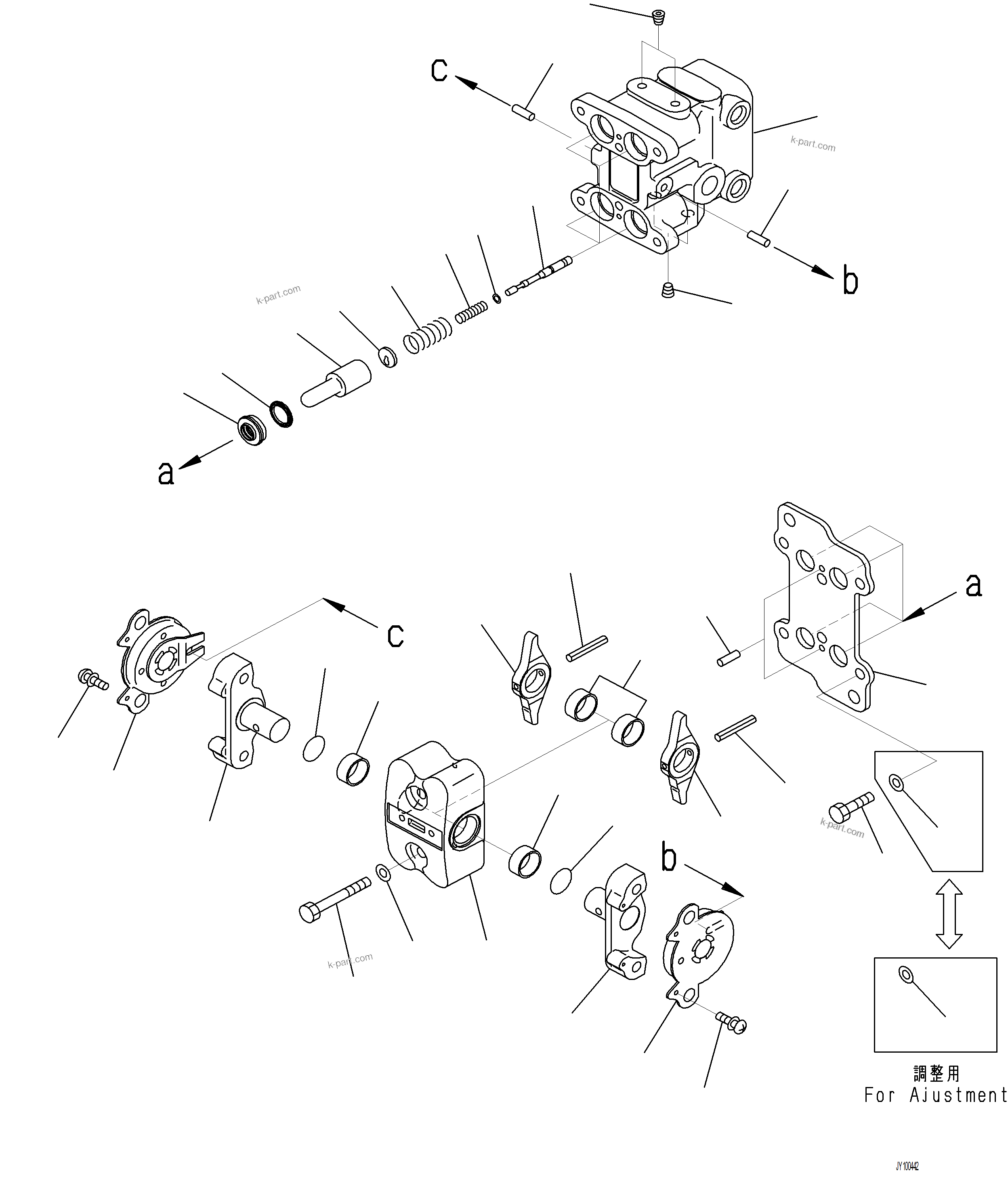 Komatsu parts book diagram for PC230F-11 SN A20700-UP: K1110-001047 CAB FLOOR PPC VALVE FOR TRAVEL