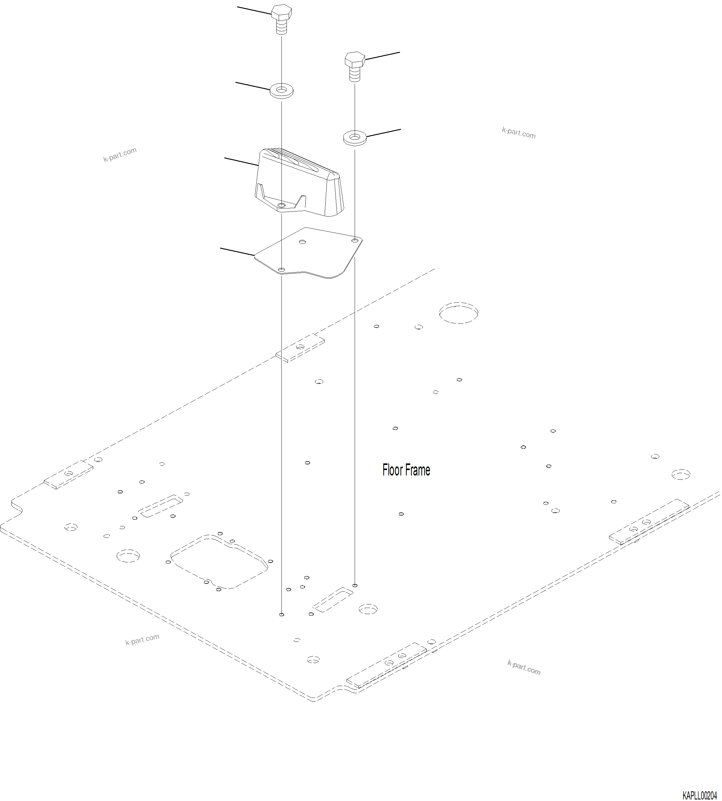 Komatsu parts book diagram for PC230F-11 SN A20700-UP: K1110-001049 CAB FLOOR FOOTREST, L.H.