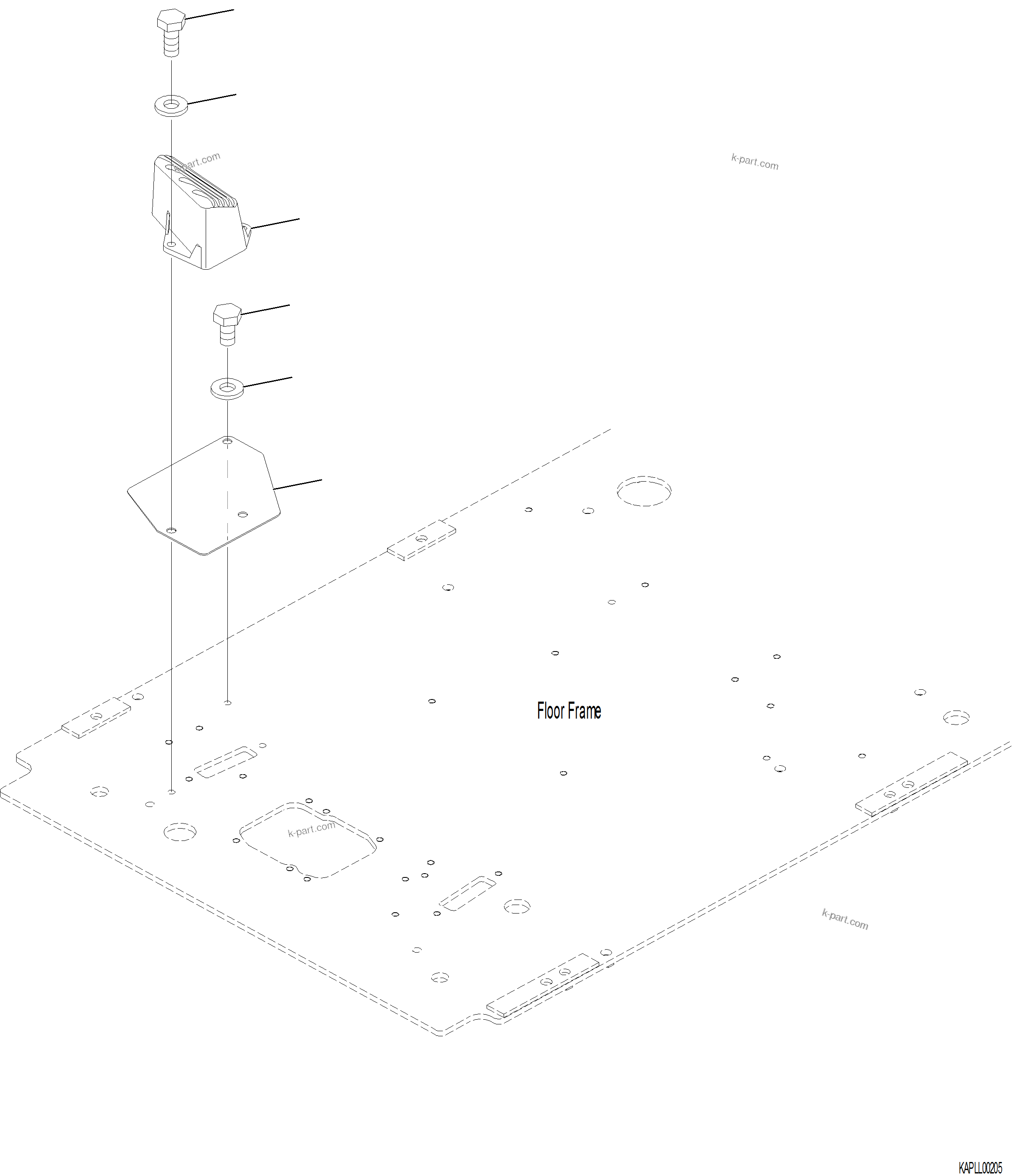 Komatsu parts book diagram for PC230F-11 SN A20700-UP: K1110-001050 CAB FLOOR FOOTREST, R.H.