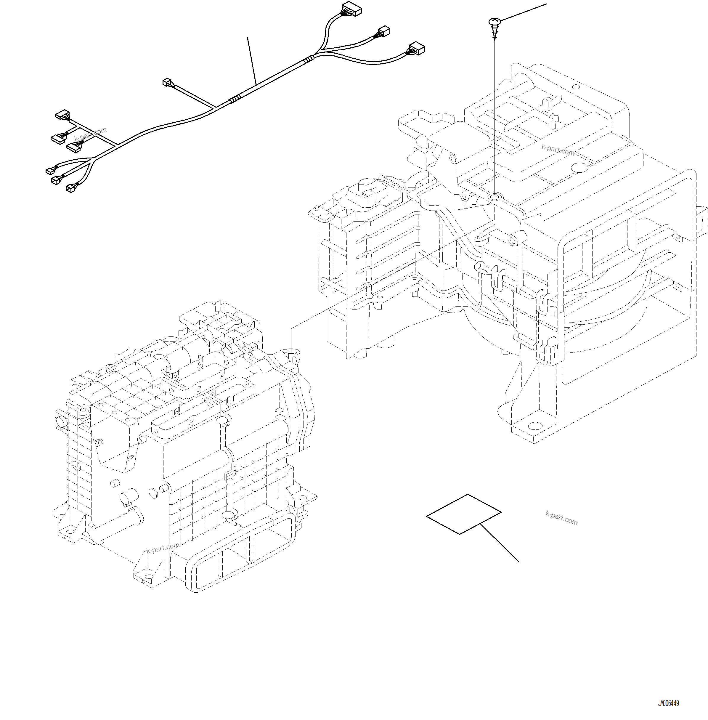 Komatsu parts book diagram for PC230F-11 SN A20700-UP: K1110-001069 CAB FLOOR AIR CONDITIONER WIRING HARNESS