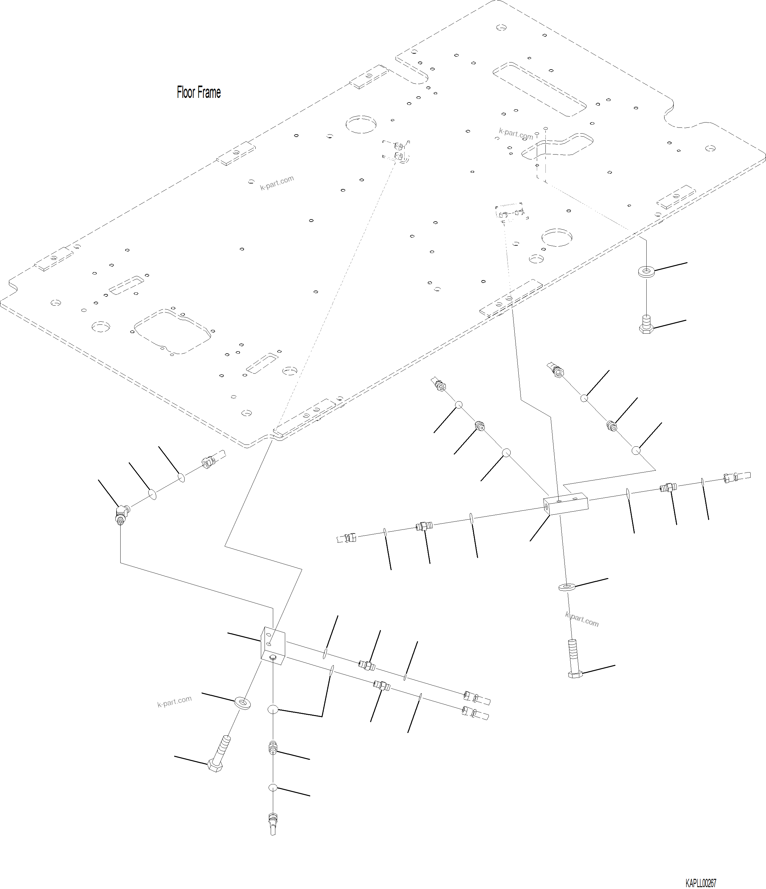Komatsu parts book diagram for PC230F-11 SN A20700-UP: K1110-001075 CAB FLOOR P AND T BLOCK