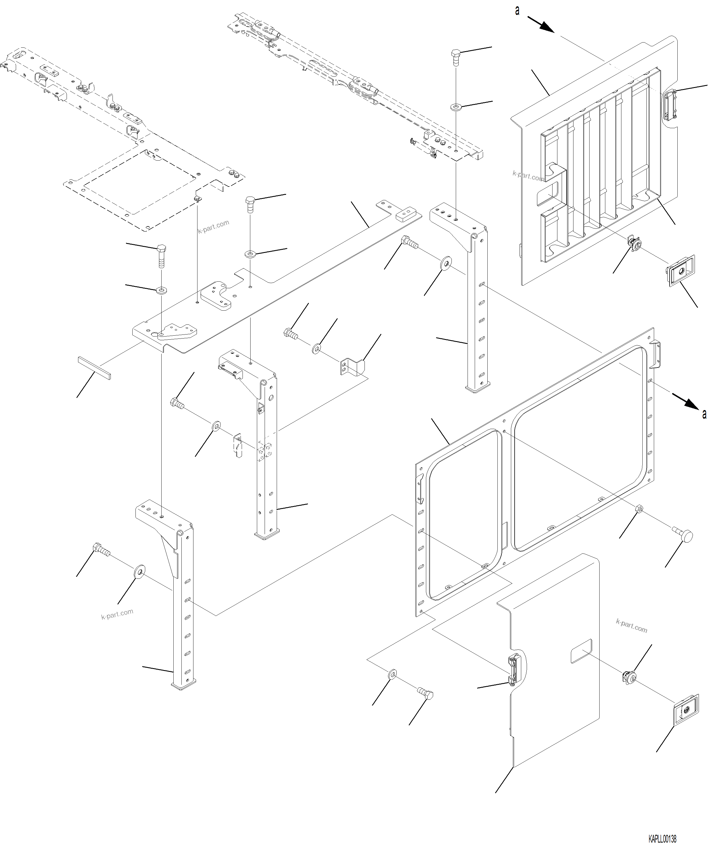 Komatsu parts book diagram for PC230F-11 SN A20700-UP: M1130-001001 ACCESS DOOR L.H. (1/2)