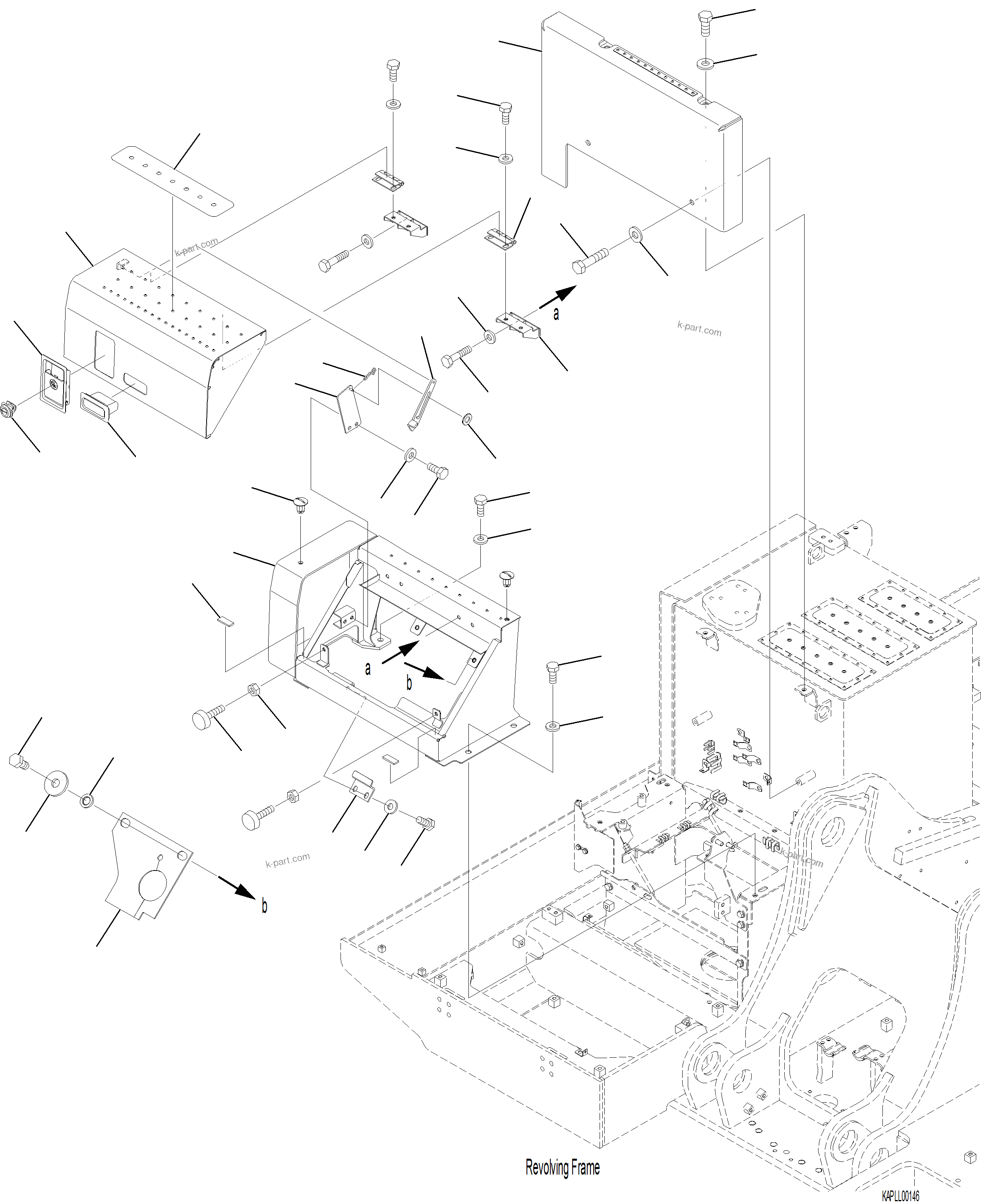 Komatsu parts book diagram for PC230F-11 SN A20700-UP: M1220-001001 RIGHT SIDE CASE DEF TANK COVER