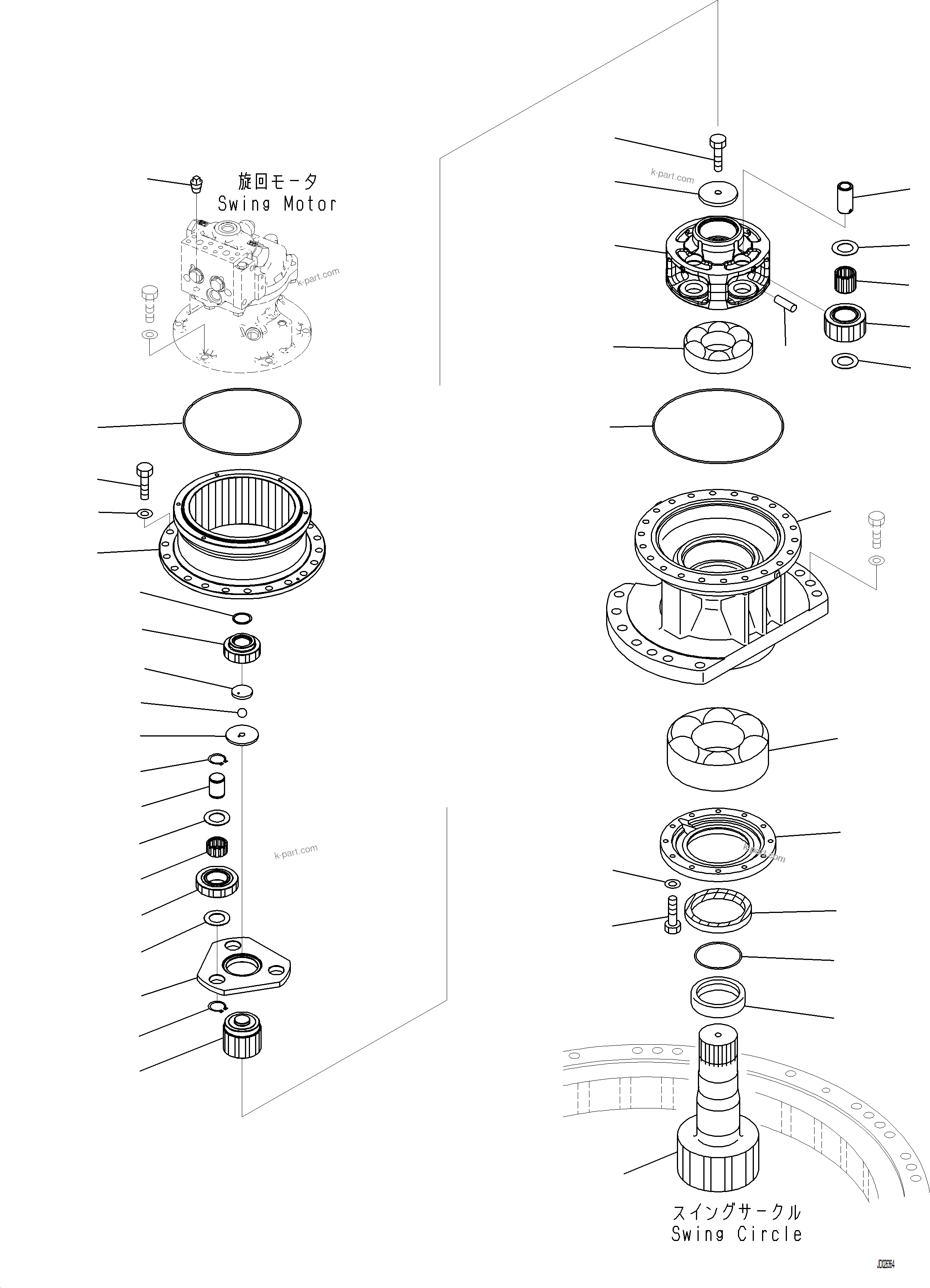 Komatsu parts book diagram for PC230F-11 SN A20700-UP: N1210-001004 SWING MACHINERY