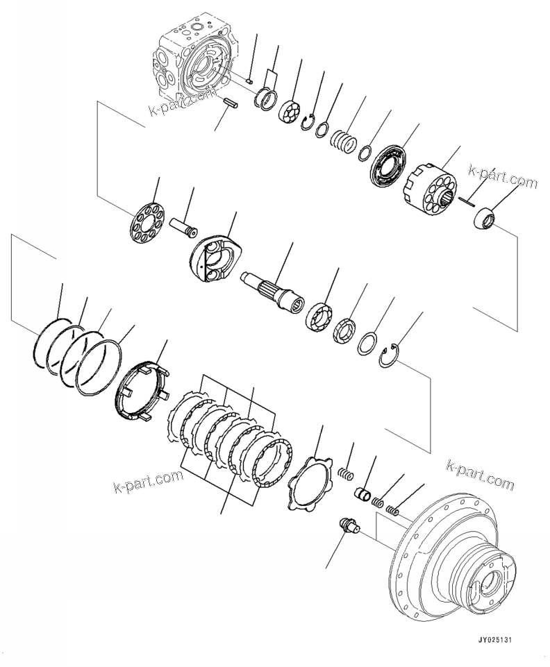 Komatsu parts book diagram for PC230F-11 SN A20700-UP: P1210-001005 TRAVEL MOTOR AND FINAL DRIVE R.H. (2/2)