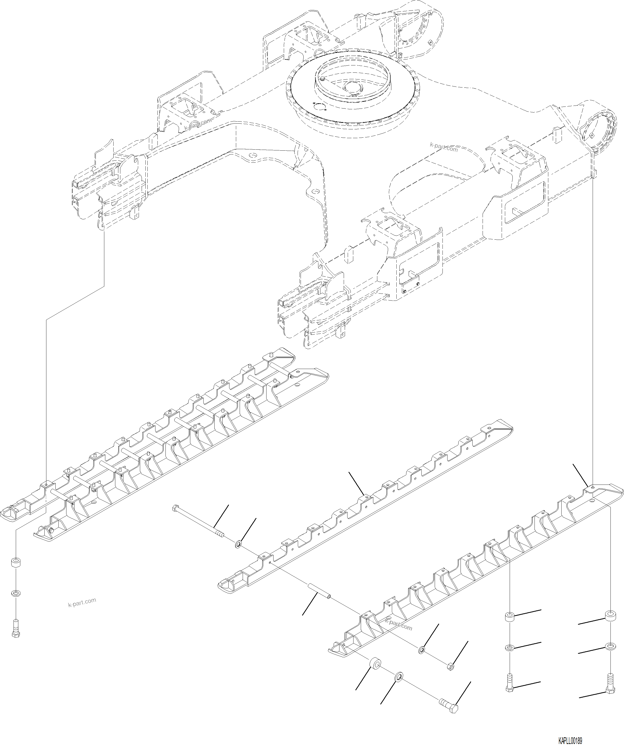 Komatsu parts book diagram for PC230F-11 SN A20700-UP: R1200-001001 TRACK ROLLER GUARD