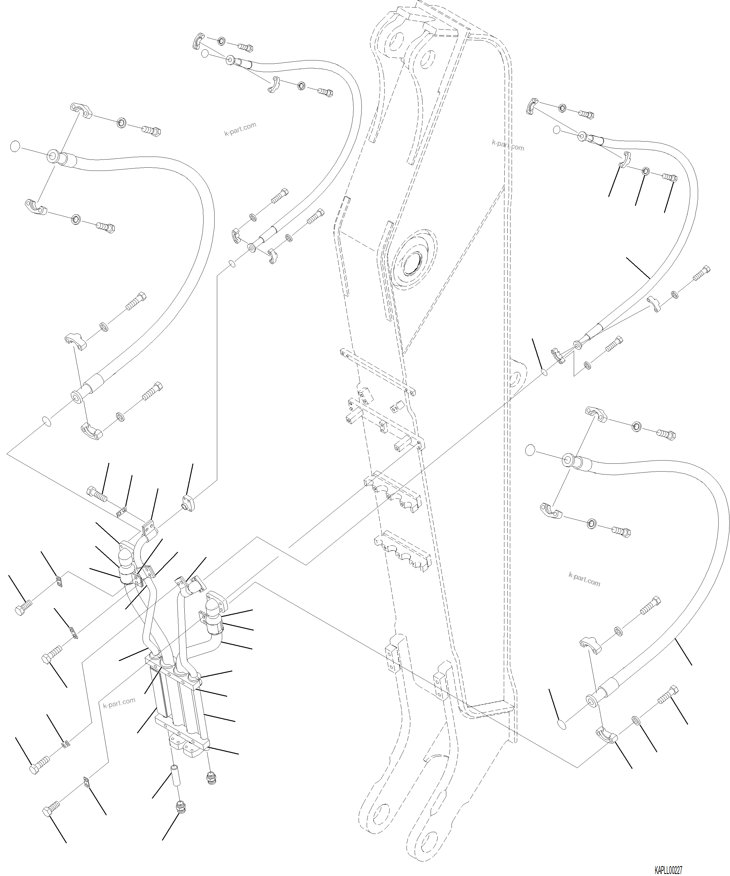 Komatsu parts book diagram for PC230F-11 SN A20700-UP: T1200-001003 ARM, 2920 MM ATTACHMENT PIPING