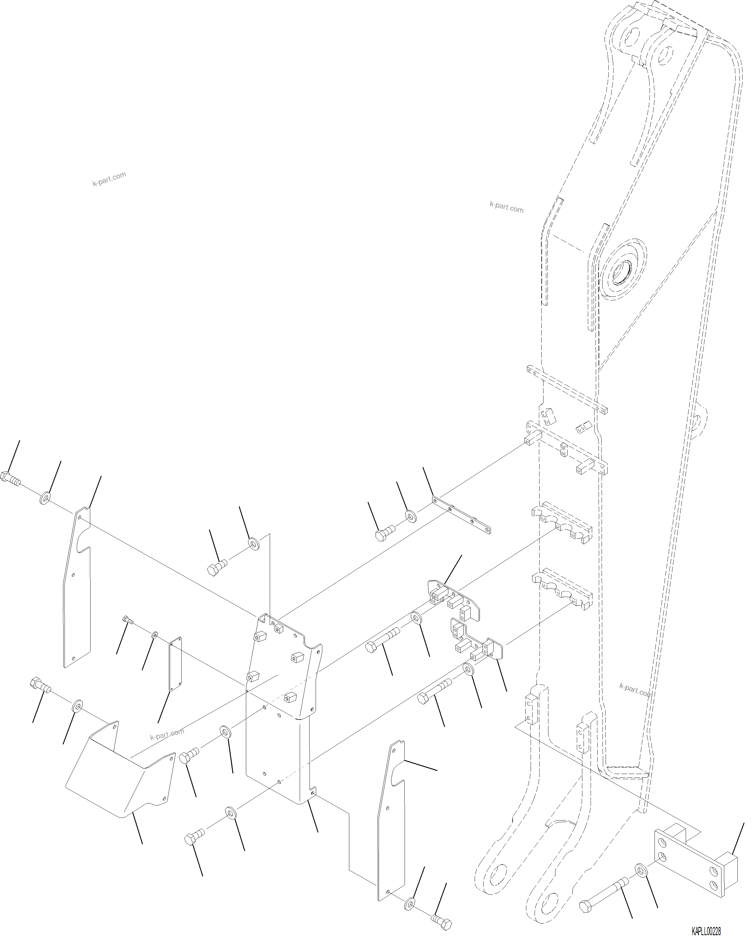 Komatsu parts book diagram for PC230F-11 SN A20700-UP: T1200-001004 ARM, 2920 MM COVERS