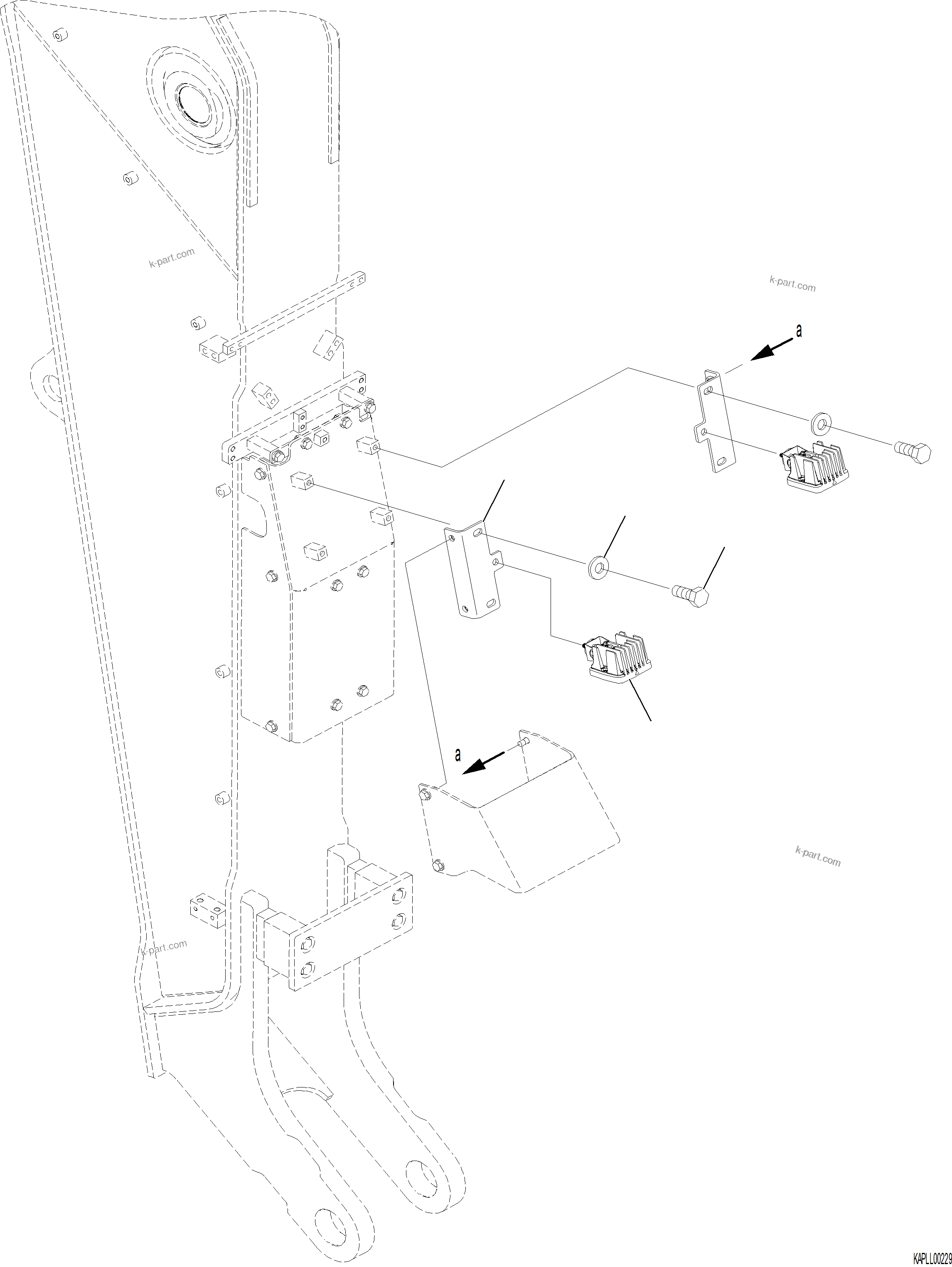 Komatsu parts book diagram for PC230F-11 SN A20700-UP: T1200-001005 ARM, 2920 MM WORK LAMP