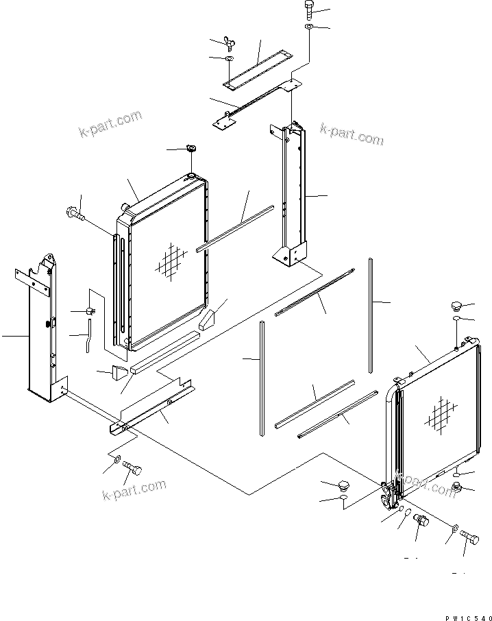 Komatsu parts book diagram for PC230LC-7-BA S/N 11001-UP: COOLING (RADIATOR) (WITH AIR CONDITIONER)(#15001-)