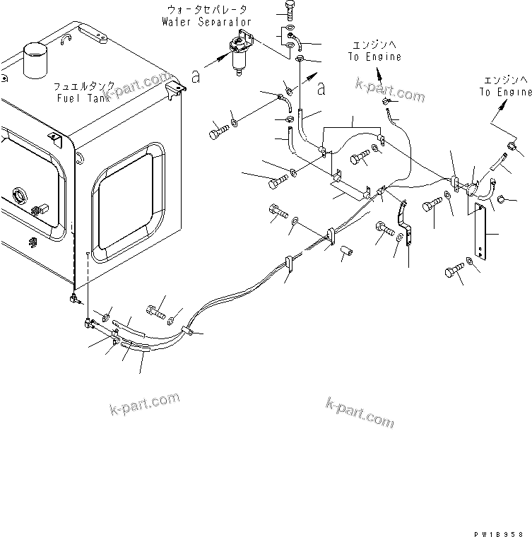 Komatsu parts book diagram for PC230LC-7-BA S/N 11001-UP: FUEL LINES(#11001-11033)