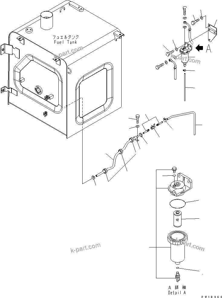 Komatsu parts book diagram for PC230LC-7-BA S/N 11001-UP: FUEL LINES (WATER SEPARATOR)