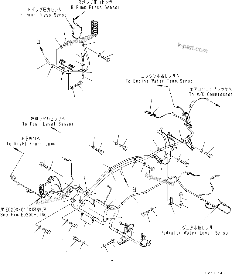 Komatsu parts book diagram for PC230LC-7-BA S/N 11001-UP: WIRING (MAIN HARNESS) (HARNESS AND CLIP)(#11001-15000)
