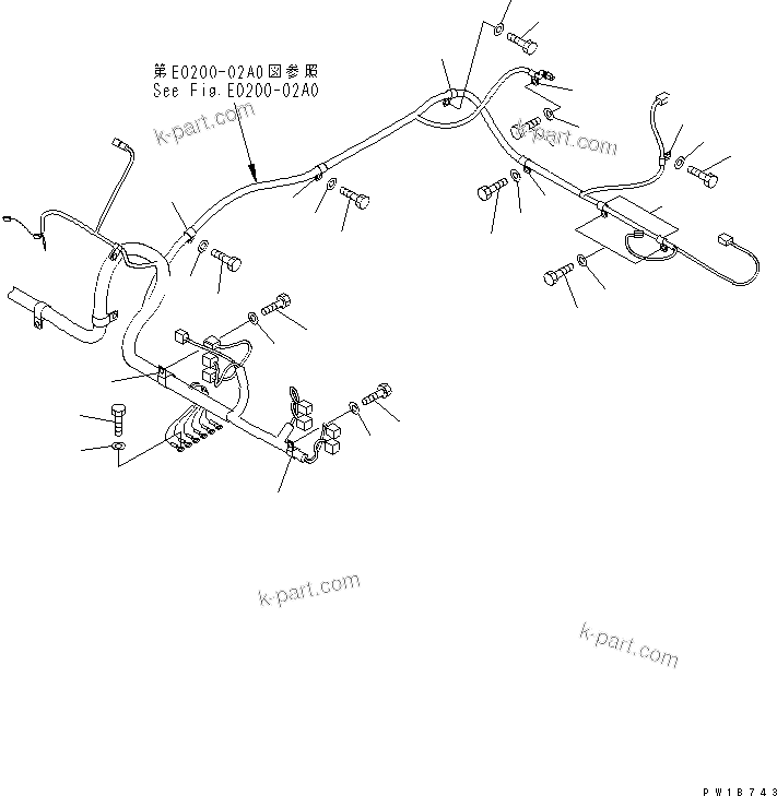 Komatsu parts book diagram for PC230LC-7-BA S/N 11001-UP: WIRING (MAIN HARNESS) (CLIP) (1/2)(#11001-15000)