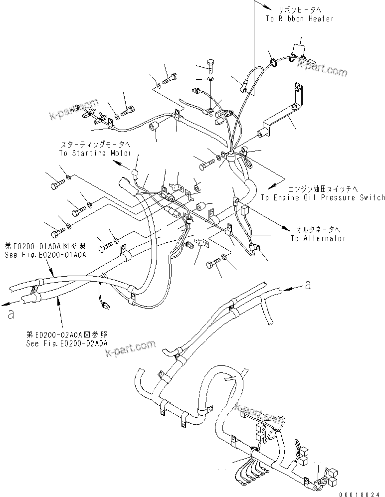 Komatsu parts book diagram for PC230LC-7-BA S/N 11001-UP: WIRING (MAIN HARNESS) (CLIP) (2/2)(#15001-)