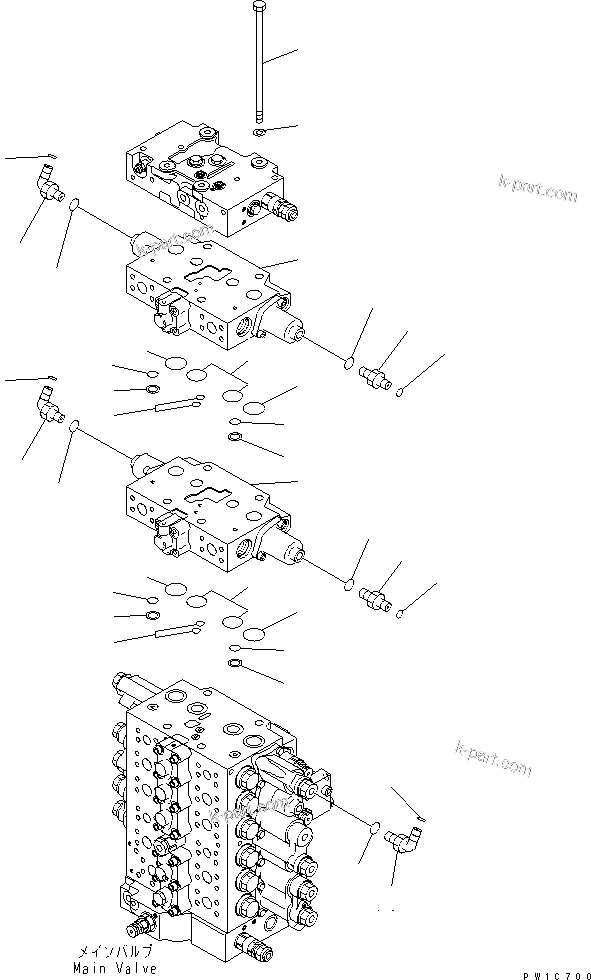 Komatsu parts book diagram for PC230LC-7-BA S/N 11001-UP: MAIN VALVE (ADDITIONAL SERVICE VALVE KIT) (2 ACTUATOR)