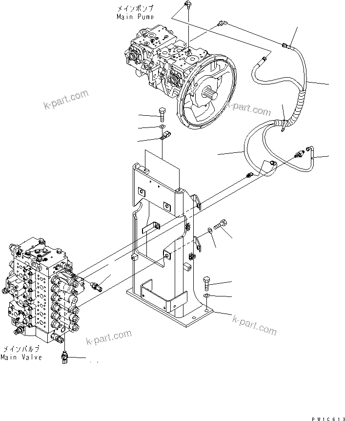 Komatsu parts book diagram for PC230LC-7-BA S/N 11001-UP: MAIN VALVE (VALVE BRACKET)