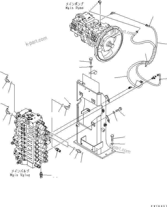 Komatsu parts book diagram for PC230LC-7-BA S/N 11001-UP: MAIN VALVE (VALVE BRACKET) (2 ACTUATOR)