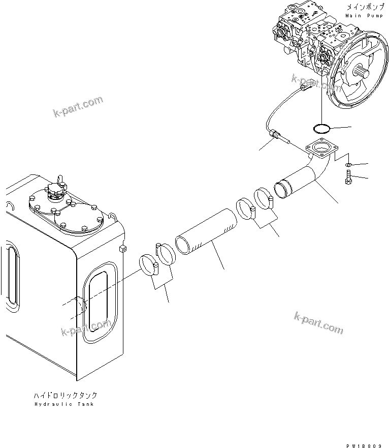 Komatsu parts book diagram for PC230LC-7-BA S/N 11001-UP: SUCTION LINE