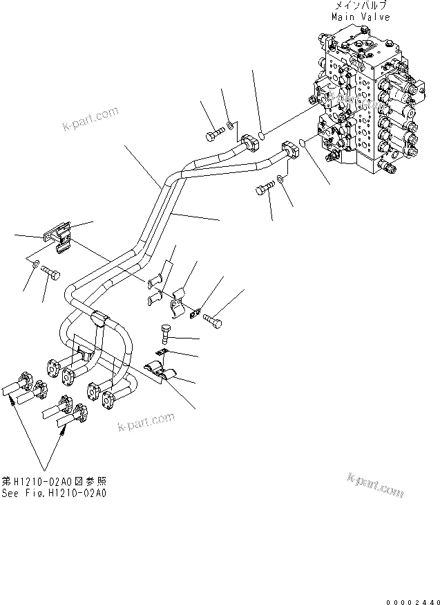 Komatsu parts book diagram for PC230LC-7-BA S/N 11001-UP: BOOM LINE (BOOM LINES)