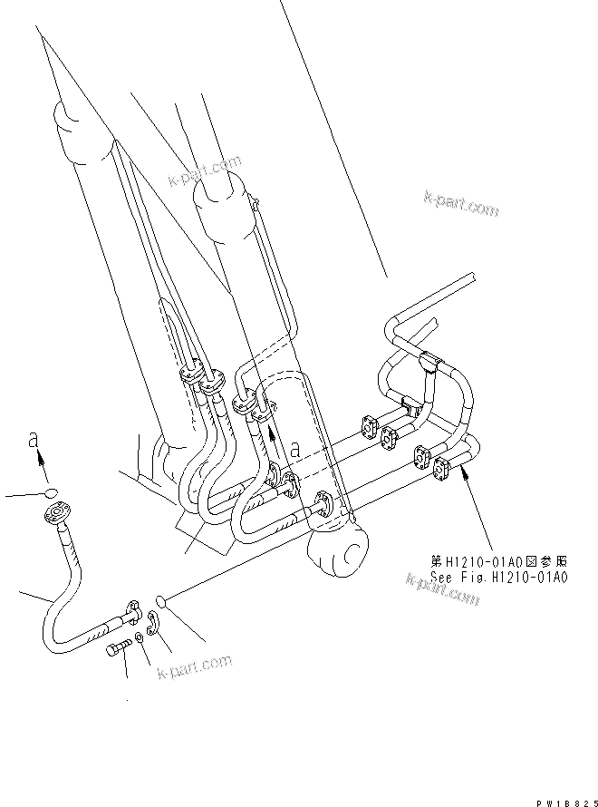 Komatsu parts book diagram for PC230LC-7-BA S/N 11001-UP: BOOM LINE (BOOM HOSE)