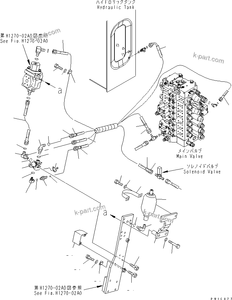Komatsu parts book diagram for PC230LC-7-BA S/N 11001-UP: ATTACHMENT LINES (ACCUMULATOR AND SOLENOID VALVE) (1 ACTUATOR)
