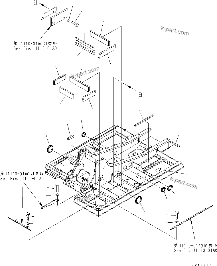 Komatsu parts book diagram for PC230LC-7-BA S/N 11001-UP: REVOLVING FRAME (SHEET AND GROMMET)