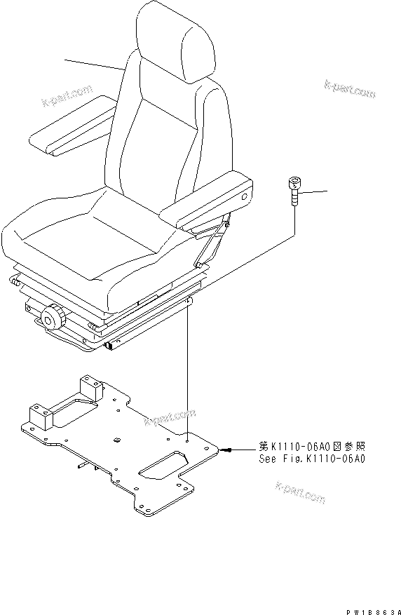 Komatsu parts book diagram for PC230LC-7-BA S/N 11001-UP: OPERATOR'S SEAT (SUSPENSION)