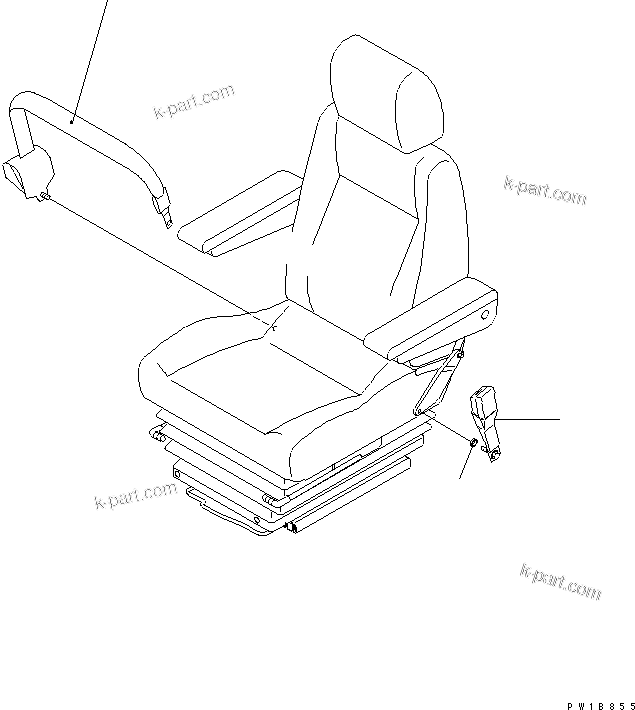 Komatsu parts book diagram for PC230LC-7-BA S/N 11001-UP: SEAT BELT (48MM WIDE)