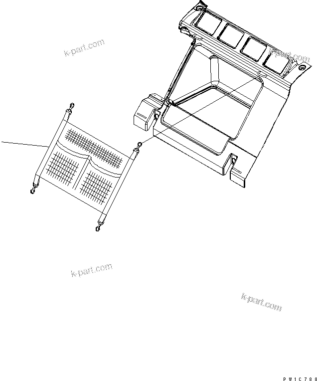 Komatsu parts book diagram for PC230LC-7-BA S/N 11001-UP: LUGGAGE BOX NET(#11001-15000)