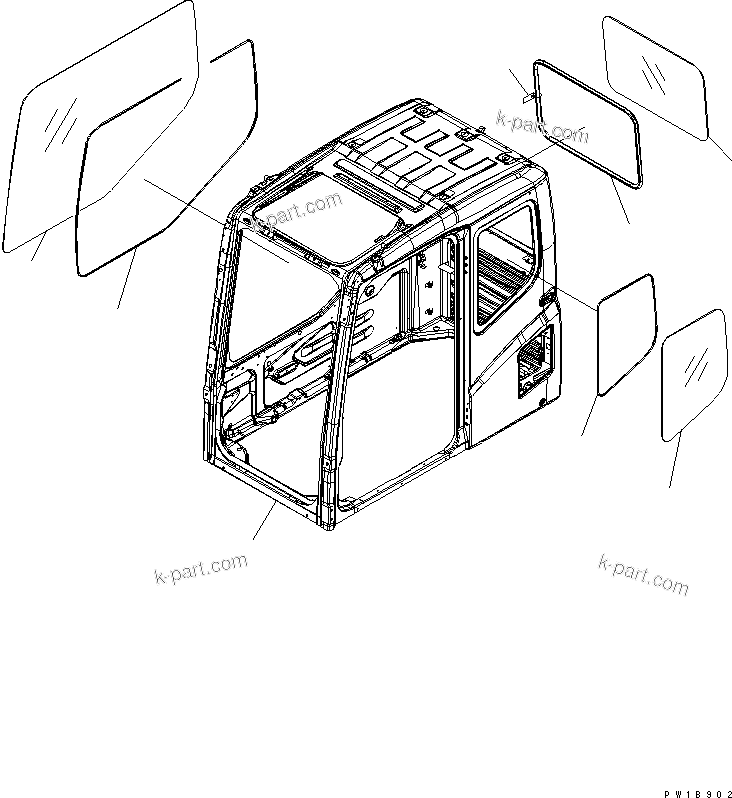 Komatsu parts book diagram for PC230LC-7-BA S/N 11001-UP: OPERATOR'S CAB (CAB)(#11001-15000)
