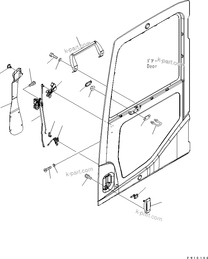 Komatsu parts book diagram for PC230LC-7-BA S/N 11001-UP: OPERATOR'S CAB (DOOR LOCK)(#11001-15000)