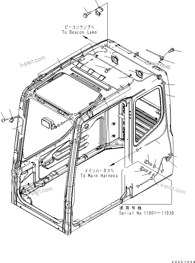 Komatsu parts book diagram for PC230LC-7-BA S/N 11001-UP: OPERATOR'S CAB (RADIO)(#11001-15000)