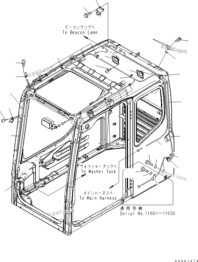 Komatsu parts book diagram for PC230LC-7-BA S/N 11001-UP: OPERATOR'S CAB (RADIO) (DEMOLITION SPEC.)