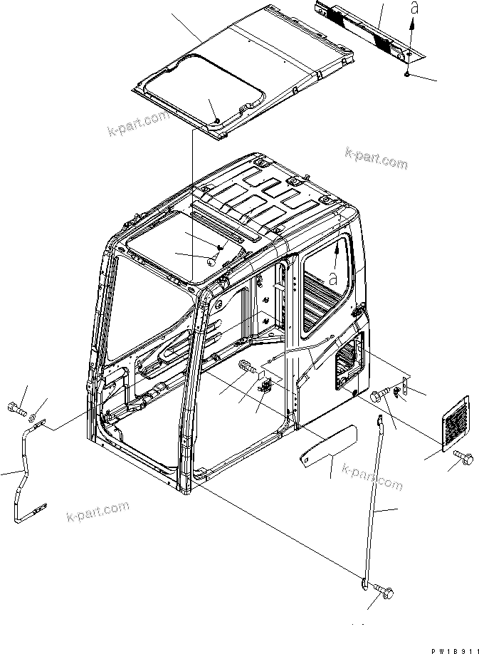 Komatsu parts book diagram for PC230LC-7-BA S/N 11001-UP: OPERATOR'S CAB (ACCESSORIES)(#11001-15000)