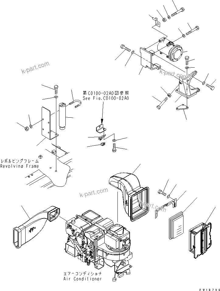 Komatsu parts book diagram for PC230LC-7-BA S/N 11001-UP: AIR CONDITIONER (DUCT)(#11001-11008)