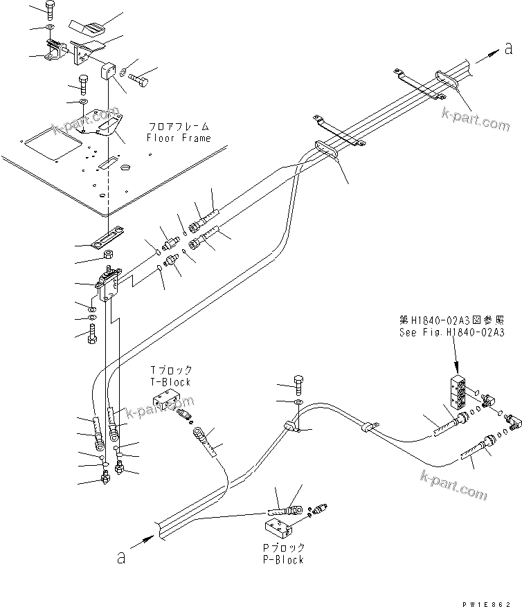 Komatsu parts book diagram for PC230LC-7-BA S/N 11001-UP: FLOOR FRAME (FOOT REST) (L.H.) (2 ACTUATOR)