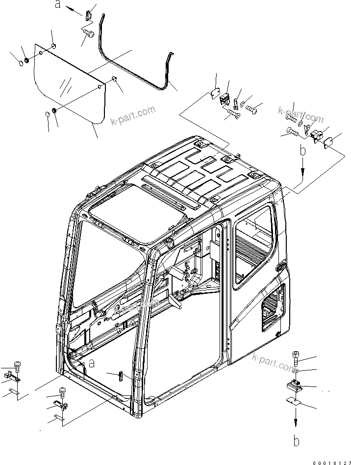 Komatsu parts book diagram for PC230LC-7-BA S/N 11001-UP: FLOOR FRAME (OPERATOR'S CAB) (FRONT LOWER WINDOW)(#15001-)