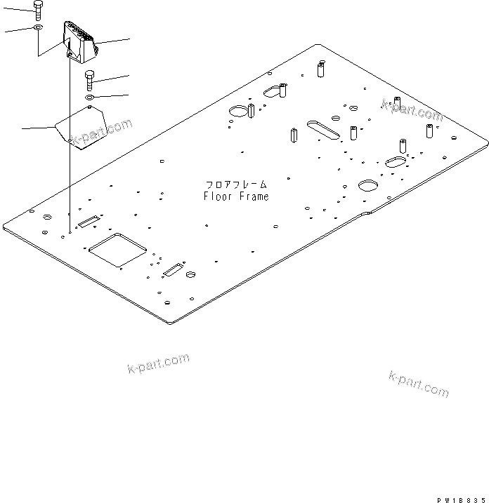 Komatsu parts book diagram for PC230LC-7-BA S/N 11001-UP: FLOOR FRAME (OPERATOR'S CAB) (FOOT REST) (R.H.)(#15001-)