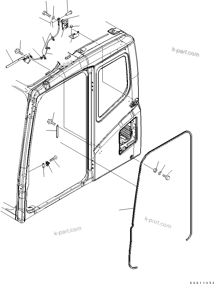 Komatsu parts book diagram for PC230LC-7-BA S/N 11001-UP: FLOOR FRAME (OPERATOR'S CAB) (OPEN LOCK)(#15001-)
