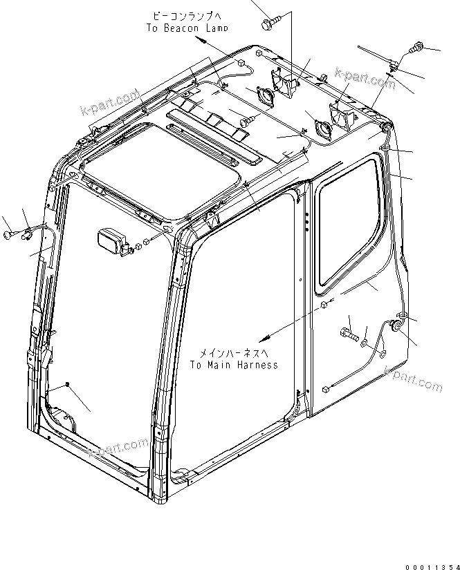 Komatsu parts book diagram for PC230LC-7-BA S/N 11001-UP: FLOOR FRAME (OPERATOR'S CAB) (ELECTRICAL) (RADIO)(#15001-)