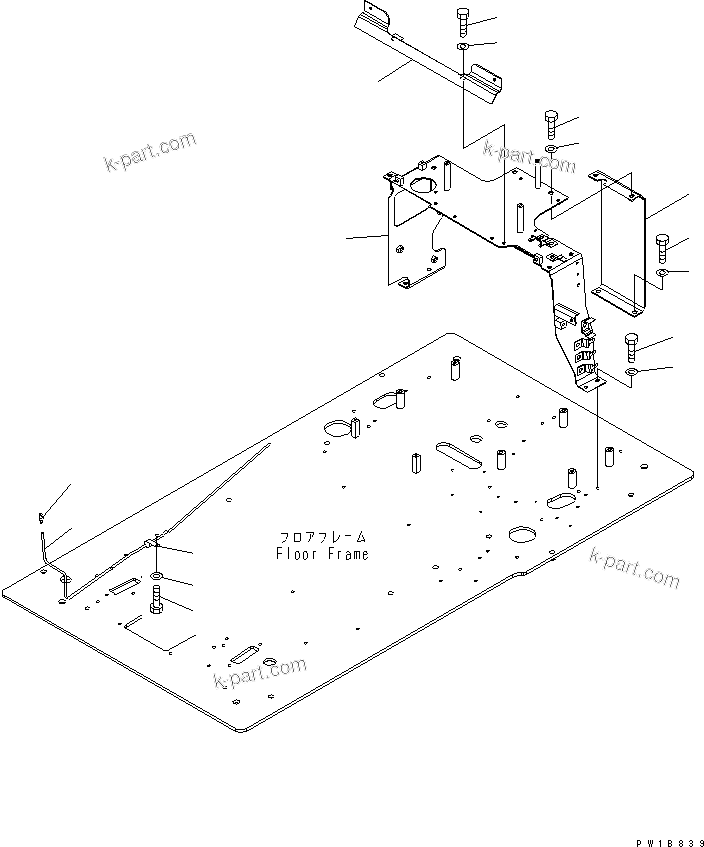 Komatsu parts book diagram for PC230LC-7-BA S/N 11001-UP: FLOOR FRAME (REAR FRAME AND WINDW WASHER)(#11001-15000)