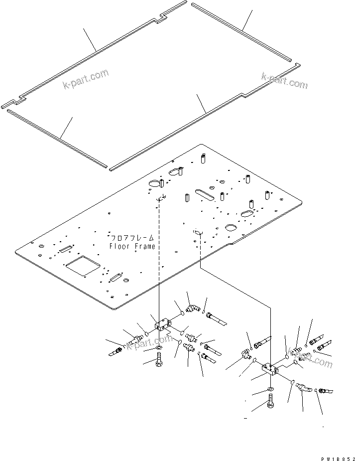Komatsu parts book diagram for PC230LC-7-BA S/N 11001-UP: FLOOR FRAME (P ?T BLOCK AND SEAL)(#11001-15000)