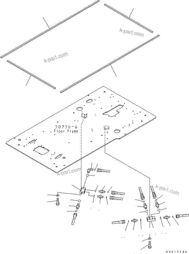 Komatsu parts book diagram for PC230LC-7-BA S/N 11001-UP: FLOOR FRAME (OPERATOR'S CAB) (P ?T BLOCK AND SEAL)(#15001-)