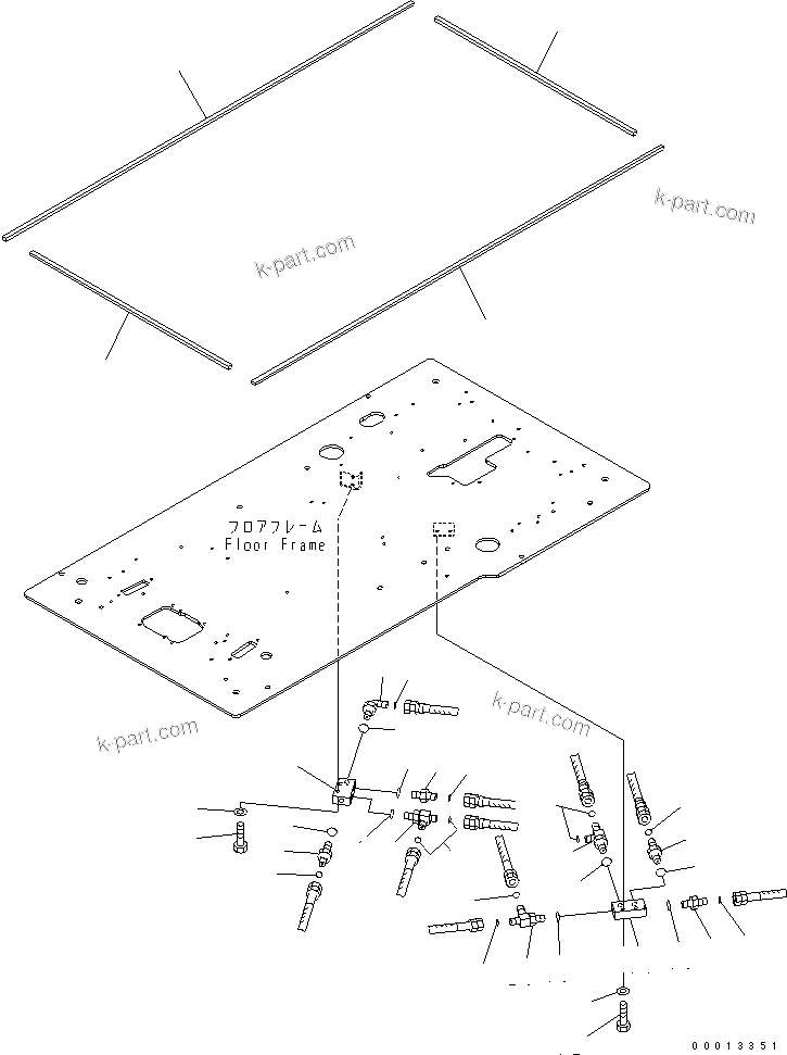 Komatsu parts book diagram for PC230LC-7-BA S/N 11001-UP: FLOOR FRAME (OPERATOR'S CAB) (P ?T BLOCK AND SEAL) (1 ACTUATOR)(#15001-)