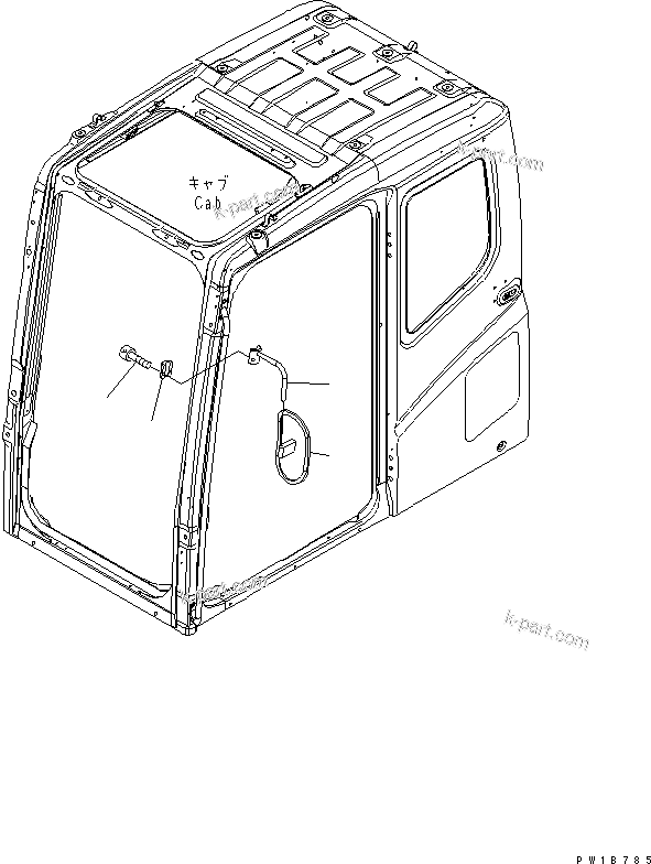 Komatsu parts book diagram for PC230LC-7-BA S/N 11001-UP: REAR VIEW MIRROR ? L.H. (SINGLE)